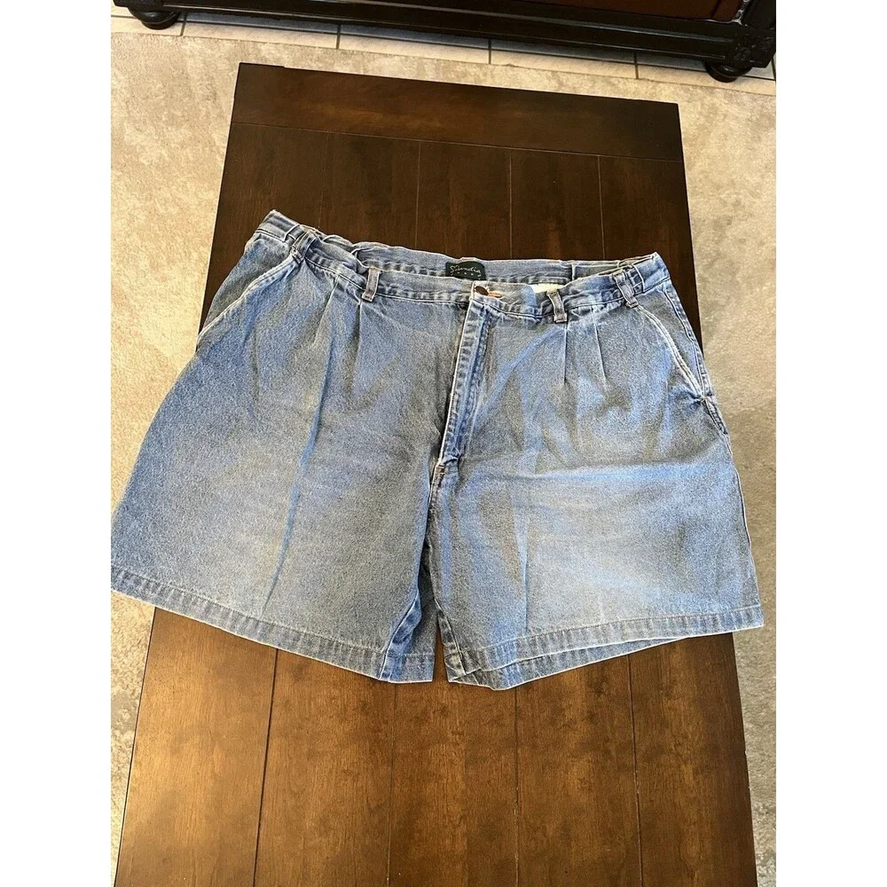 Scandia Woods Bermuda Shorts Womens 42 Blue Denim High Rise Button